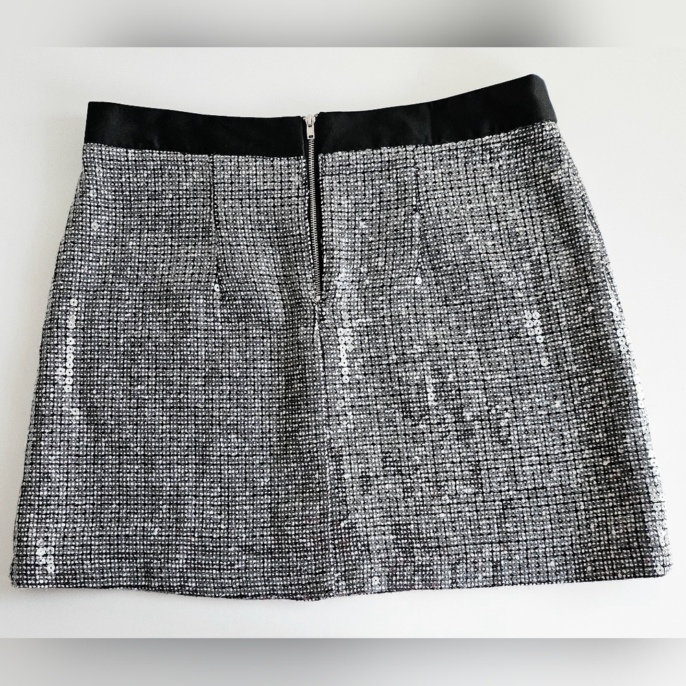 Black & Grey Sequin Shimmering Mini Skirt - Picture 3 of 3